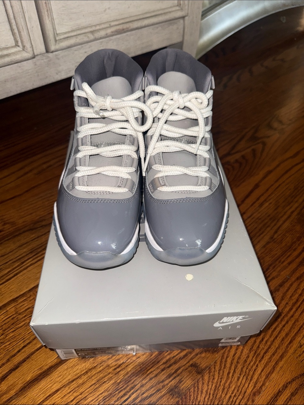 Jordan “cool grays” Kids Gray and White High-Top Sneakers